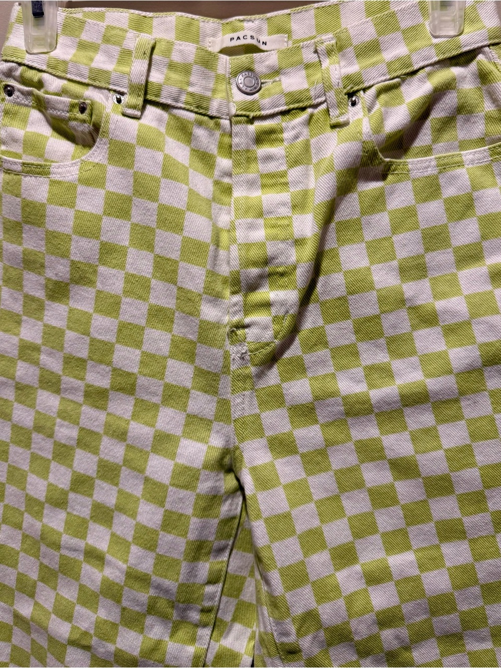 PacSun lime green checkered jeans - Picture 4 of 9